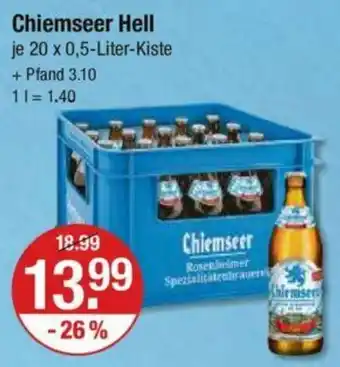 V Markt Chiemseer Hell 20 x 0,5 Liter Kiste Angebot