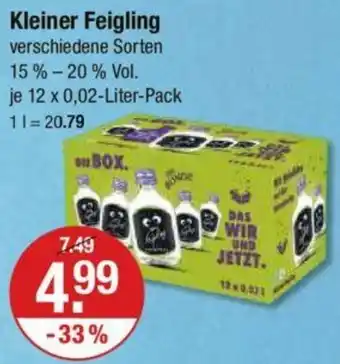 V Markt Kleiner Feigling 12 x 0,02 Liter Pack Angebot