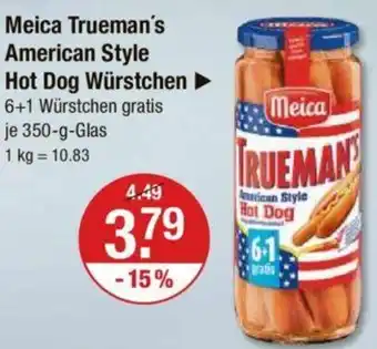 V Markt Meica Trueman's American Style Hot Dog Würstchen 350 g Glas Angebot