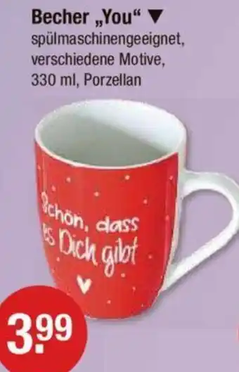 V Markt Becher ,,You" Angebot