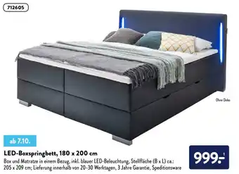 Aldi Nord LED Boxspringbett, 180 x 200 cm Angebot