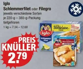 V Markt Iglo Schlemmerfilet oder Filegro 220-380 g Packung Angebot