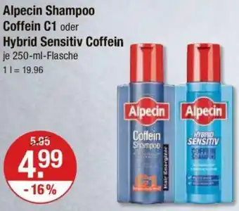 V Markt Alpecin Shampoo Coffein C1 oder Hybrid Sensitiv Coffein 250 ml Flasche Angebot