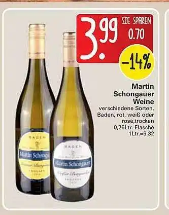 WEZ Martin Schongauer Weine 0,75L Angebot