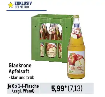 METRO Glankrone Apfelsaft klar und trüb je 6 x 1-1-Flasche (zzgl. Pfand) Angebot