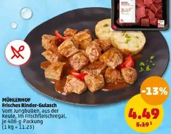 PENNY MÜHLENHOF Frisches Rinder-Gulasch 400 g Packung Angebot