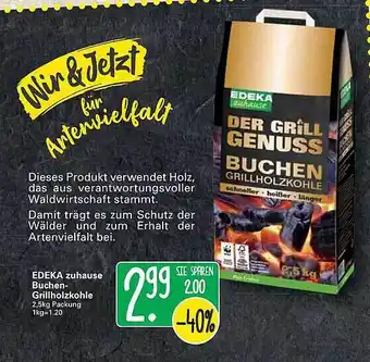 WEZ Edeka Zuhause Buchen Grillholzkohle 2,5kg Angebot