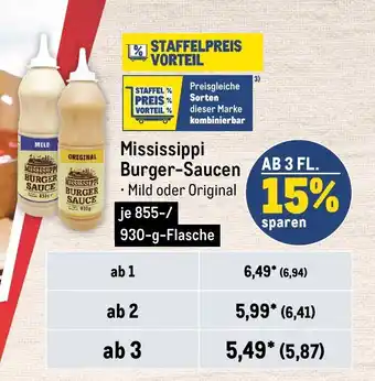 METRO Mississippi Burger-Saucen je 855-/930-g-Flasche Angebot