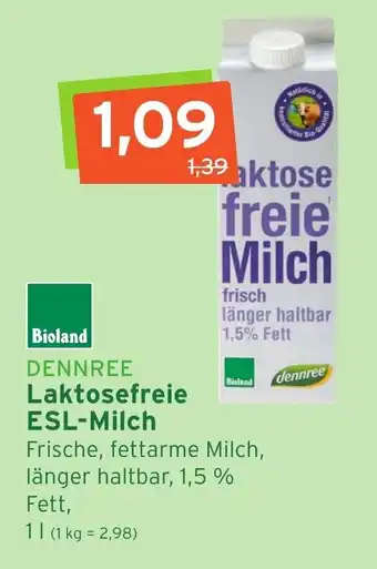 Naturgut Dennree Laktosefreie ESL Milch 1L Angebot