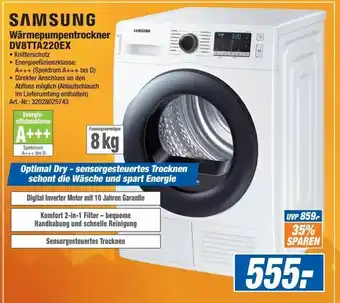 Expert Technomarkt Samsung Wärmepumpentrockner DV 8 TTA 220 EX Angebot