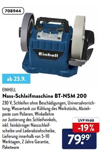 Aldi Nord Einhell Nass Schleifmaschine BT-NSM 200 Angebot