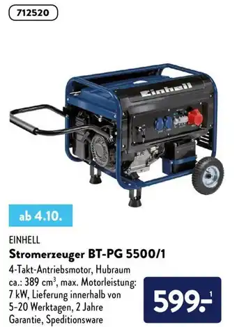 Aldi Nord Einhell Stromerzeuger BT-PG 5500/1 Angebot