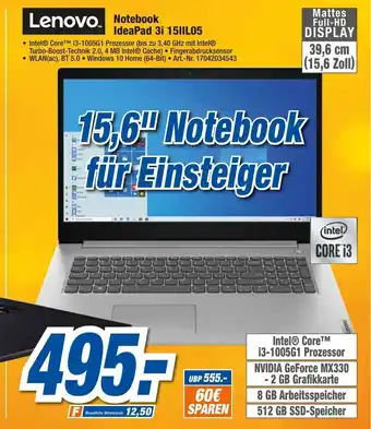 expert Techno Land Lenovo Notebook IdeaPad 3i 15IIL05 Angebot