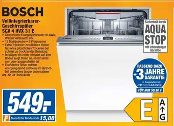 expert Techno Land Bosch Vollintegrierbarer Geschirrspüler SGV 4 HVX 31 E Angebot