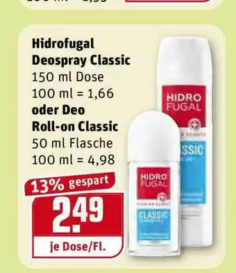 REWE Kaufpark Hidrofugal Deospray Classic Oder Deo Roll-on Classic Angebot