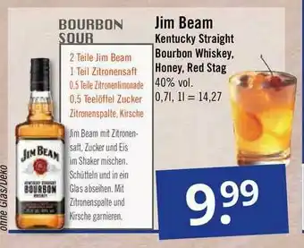 GetränkePartner Jim Beam Kentucky Straight Bourbon Whiskey Honey Red Stag Angebot