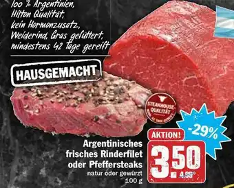 Hit Argentinisches Frisches Rinderfilet Oder Pfeffersteaks Angebot