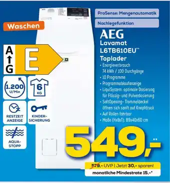 Euronics AEG Lavamat L6TB610EU Toplader Angebot