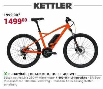 Fahrrad XXL Kettler E-Hardtail Blackbird RS E1 400WH Angebot