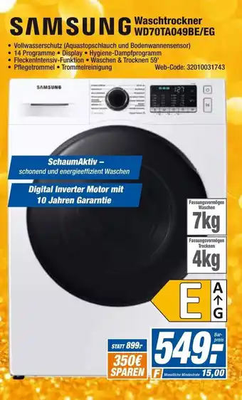 HEM Expert Samsung Waschtrockner WD70TA049BE/EG Angebot