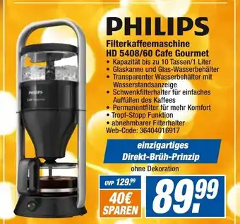 HEM Expert Philips Filterkaffeemaschine HD 5408/60 Cafe Gourmet Angebot