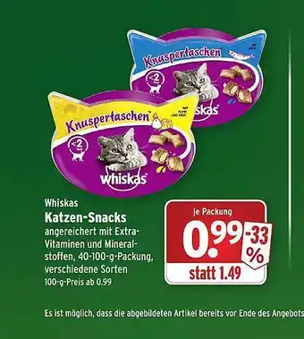 Wasgau Whiskas Katzen Snacks Angebot