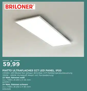 BBM Baumarkt Briloner Piatto Ultraflaches CCT LED Panel IP20 Angebot