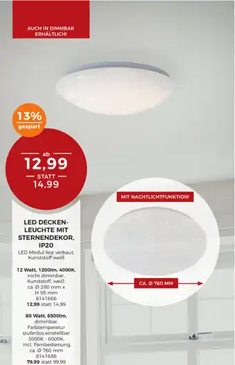 BBM Baumarkt LED Deckenleuchte mit Sternendekor IP20 Angebot