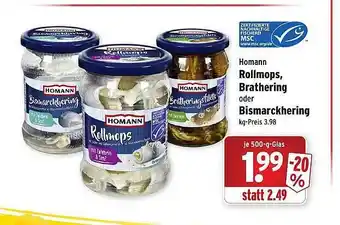 Wasgau Homann Rollmops, Brathering oder Bismarckhering Angebot