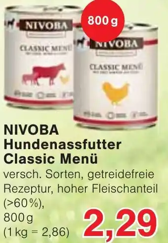 Wiglo Wunderland NIVOBA Hundenassfutter Classic Menü 800 g Angebot