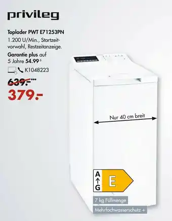 Galeria Privileg Toplader PWT E71253PN Angebot