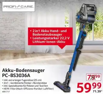 Selgros PROFI CARE Akku-Bodensauger PC-BS3036A Angebot