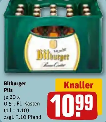 REWE Bitburger Pils 20x0,5 L-Fl. Kasten Angebot