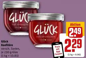 REWE Glück Konfitüre 230 g Glas Angebot