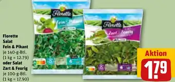 REWE Florette Salat Fein & Pikant 140 g oder Salat Zart & Feurig 100 g Btl. Angebot