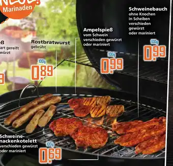 Klaas und Kock Rostbratwurst 100g, Ampelspieß 100g, Schweinebauch 100g oder Schweinenackenkotelett 100g Angebot