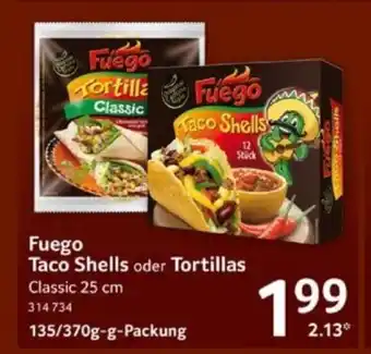 Selgros Fuego Taco Shells oder Tortillas Classic 25 cm 135/370g-g-Packung Angebot