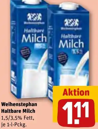 REWE Weihenstephan Haltbare Milch 1-l-Pckg. Angebot