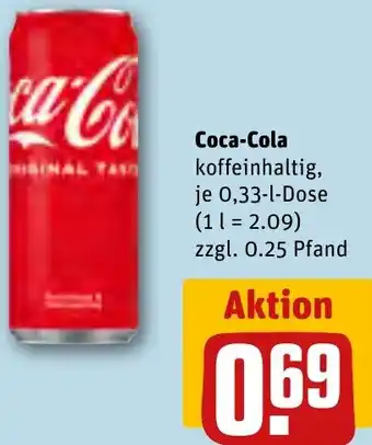 REWE Coca-Cola 0,33 L Dose Angebot