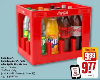 REWE Coca-Cola, Coca-Cola Zero, Fanta oder Sprite Mischkasten 12x1 L-Fl. Kasten Angebot