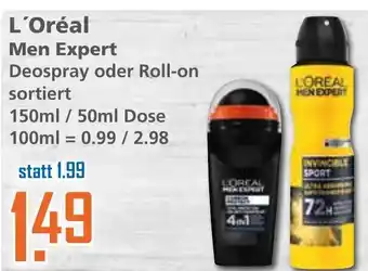 Klaas und Kock L'Oréal Men Expert Deo Spray oder Roll On 150ml/50ml Angebot