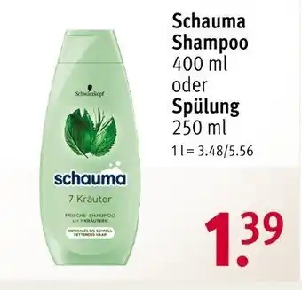 Rossmann Schwarzkopf Schauma Shampoo 400 ml oder Spülung 250 ml Angebot