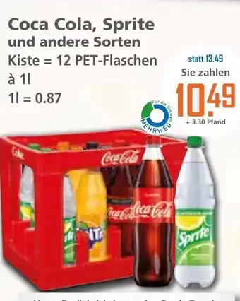 Klaas und Kock Coca Cola , Sprite 12x1L Angebot