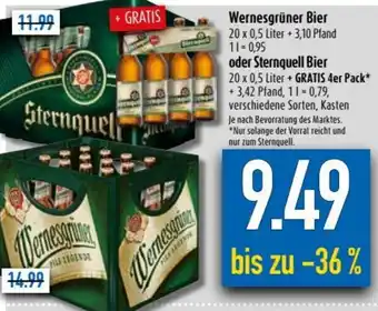 diska Wernesgrüner Bier 20x0,5L oder Sternquell Bier 20x0,5L Angebot