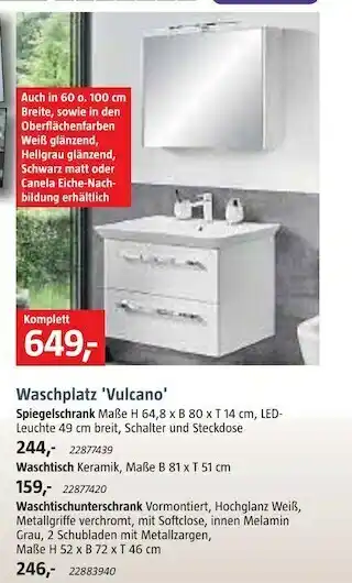 Bauhaus Waschplatz 'vulcano' Angebot