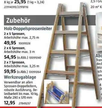 Bauhaus Holz-doppelsprossenleiter oder werkzeugablage Angebot