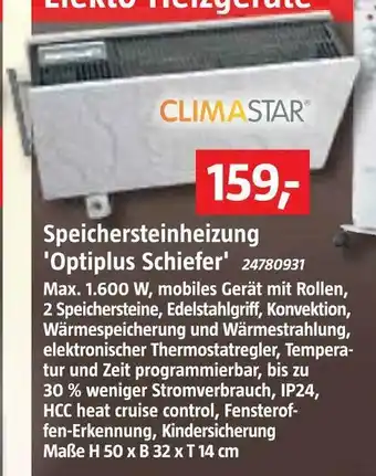 Bauhaus Climastar speichersteinheizung 'optiplus schiefer' Angebot