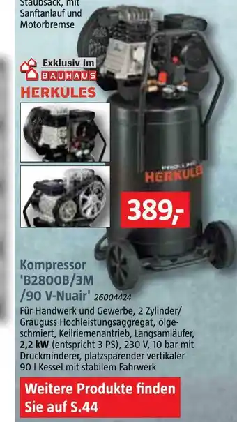 Bauhaus Herkules kompressor 'b2800b/3m/90 v-nuair Angebot