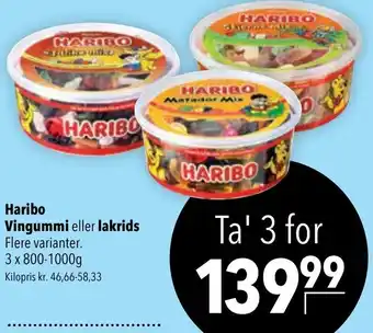 CITTI Markt Haribo Vingummi eller lakrids 3 x 800-1000g Angebot