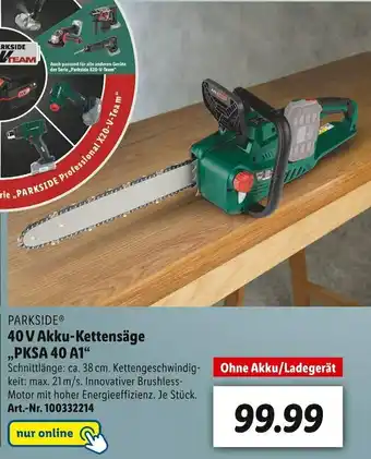 Lidl Parkside 40 v akku-kettensäge „pksa 40 a1“ Angebot